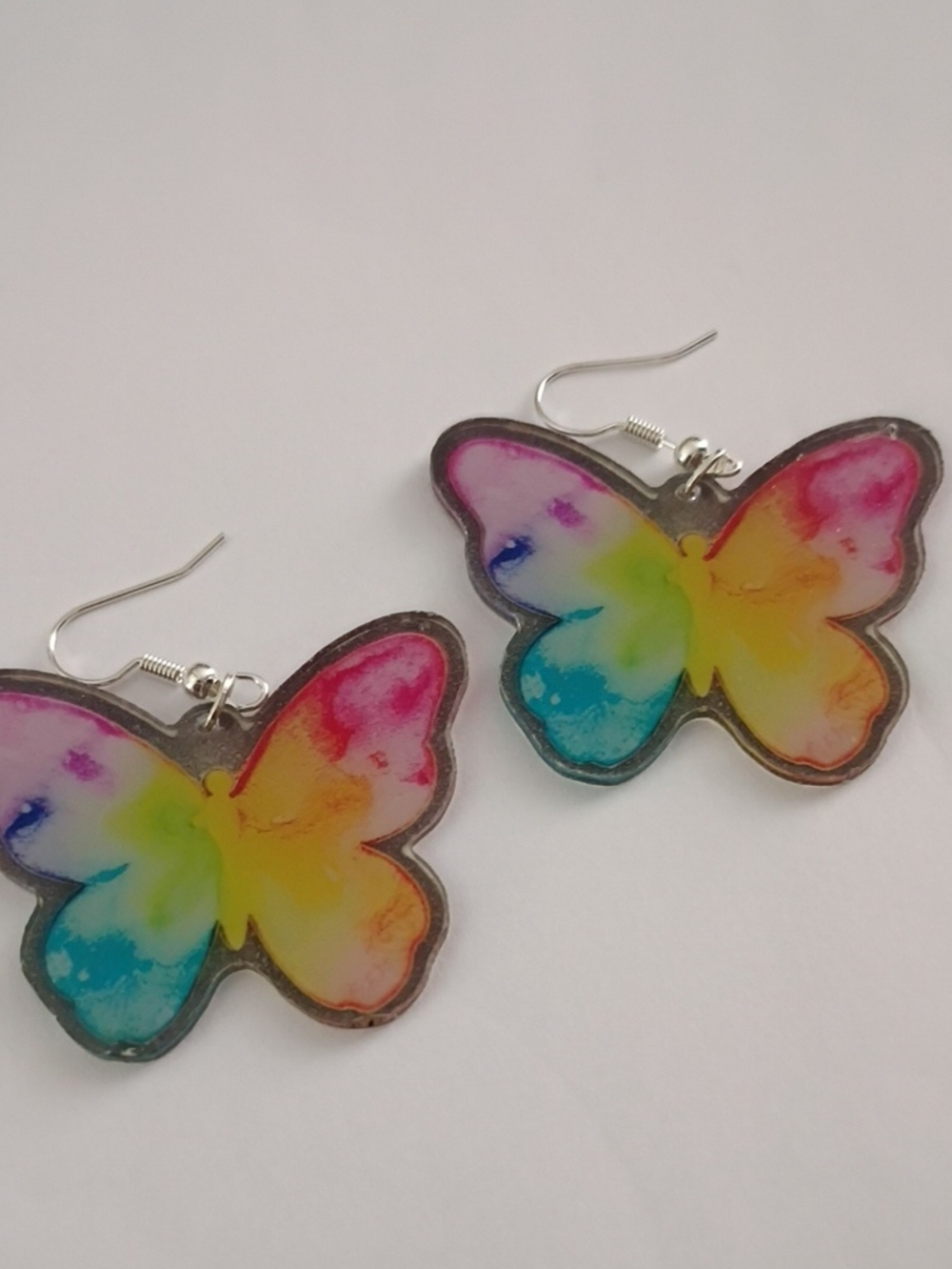Colorful Tie-Dye Butterfly Drop Earrings - Multicolor
